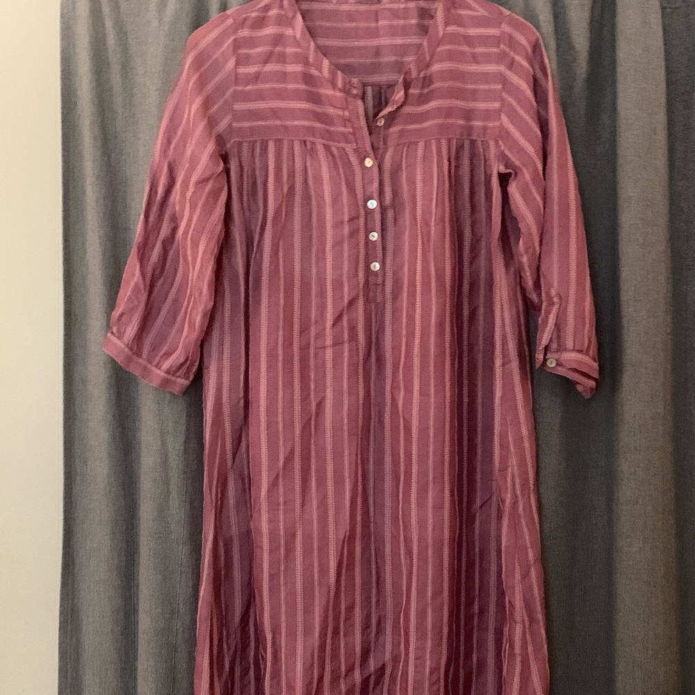 Matta Striped Silk Midi Long Sleeve Dress